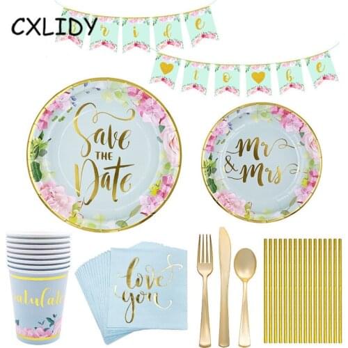 Wedding Decoration Hen Party Tableware Straws Paper Plates Paper Cups Party Supplie Wedding Tableware