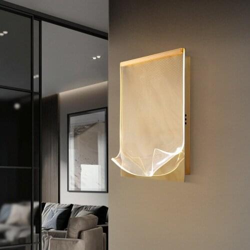 Nordic LED Iron Acrylic Wall Lamp Modern Design Wall Lamps for Home Golden Wall Sconce Lamps Bedroom Bedside Home Mirror Lights