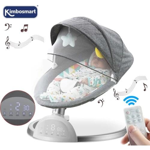 Smart Electric Baby Cradle with Safe Five-point Seat Belt Crib Rocking Chair Newborn Calm Chair Bluetooth Touch Key/IMD Screen