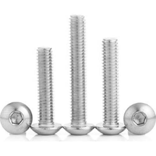 20pcs/lot M3 M4 M5 6/8/10/16/20/25/30/35/40mm ISO7380 304 Stainless Steel Hexagon Socket Button Head Screw