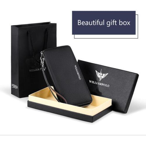 High-end leather zipper long mens wallet 2019 new fashion mobile phone credit card wallet pl121