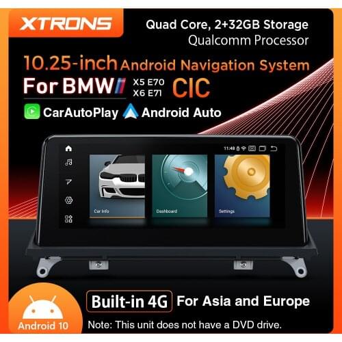 XTRONS 10.25'' Android 10.0 Qualcomm Bluetooth 5.0 Original Car Radio Player GPS For BMW X5 E70 X6 E71 2011-2013 CIC 4G Module