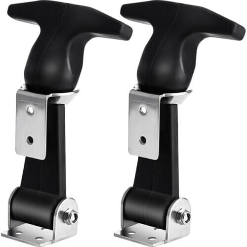 2pcs Rubber Hood Catch Flexible T-Handle Hasp Rubber Flexible Draw Latches with Brackets for Tool Box Vehicle Engine