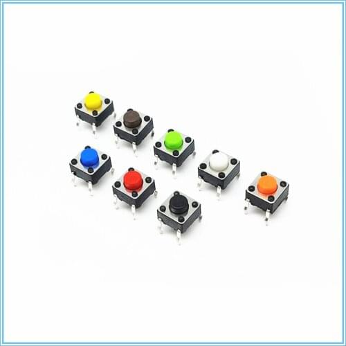 20PCS 6*6*5mm 4PIN Seven color Smart Electronics Tactile Switches Push Button SMD Tact Switch Switch