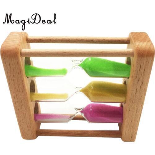 3 in 1 1+3+5 Minute Hourglass Wood Glass Sand Timer For Kitchen Cooking