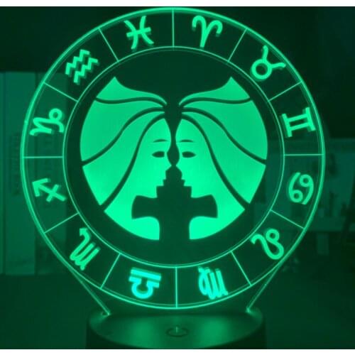 7 Colors Changing Twelve Constellation Lamp 3d Night Light Led Usb Battery Powered Nightlight for Girl room Bedroom Decor Light