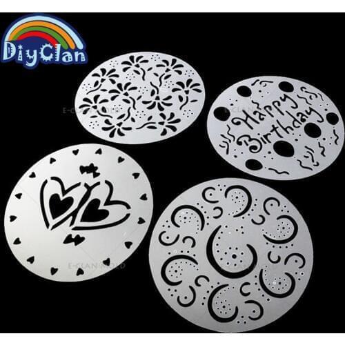 4Pcs/set Round Cake stencil Fondant craft Decorating Cutter Flower Heart Sugarcraft Mold tools P0002