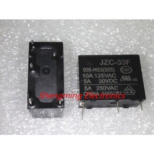 50PCS 4pins HF33F- JZC-33F-005-HS3 JZC-33F-012-HS3 JZC-024-HS3 5V 12V 24V 5A 250VAC Relay