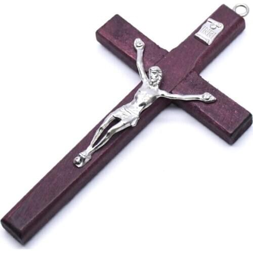 5x Wooden Christ Jesus Cross Suffering Statue Religious Prayer Crucifix Pendant H58C