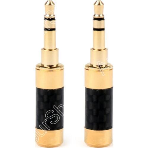 Areyourshop Sale 2PCS Gold Plated Copper 3.5mm Mini Stereo Jack Plug Carbon Signal Transfer Soldering High Quality Mini Plugjack