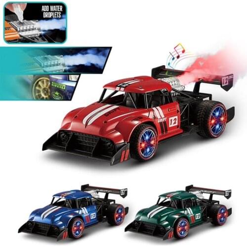 1:16 Alloy Spray Remote Control Car 2.4GHZ 4WD LED Light Remote Control High Speed Racing Model Toy Child Boy Birthday Gift