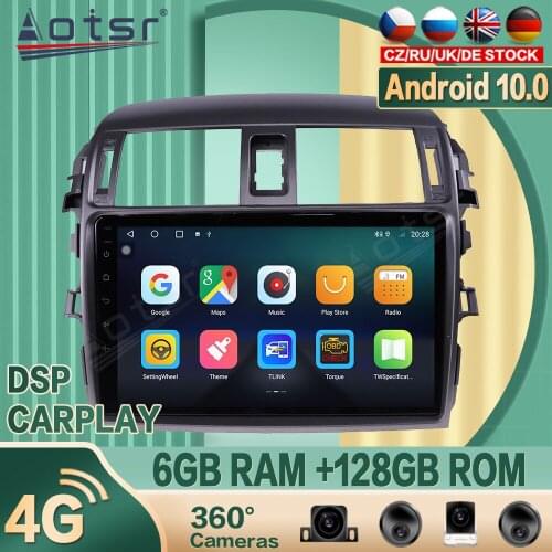 For Toyota Corolla 2006 -2013 Android Car radio Player GPS Navigation 360 camera Auto Stereo Multimedia Video DSP carplay 4G SIM