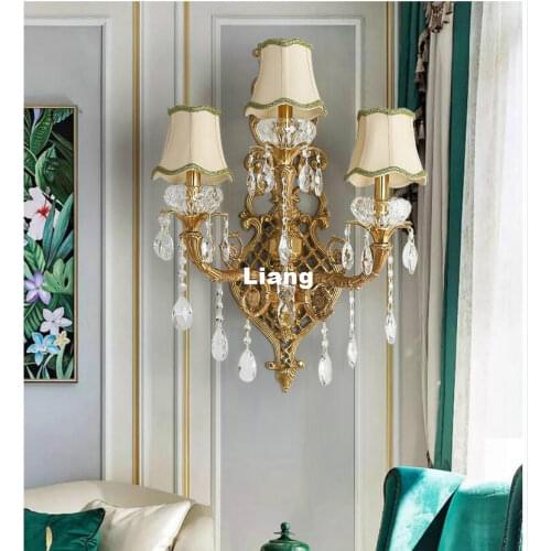 Free Shipping Retro Brass Lamp 110V~220V Indoor Lighting Wall Lamp E14 Bedroom Wall Lighting Antique Bronze Living Room Lights