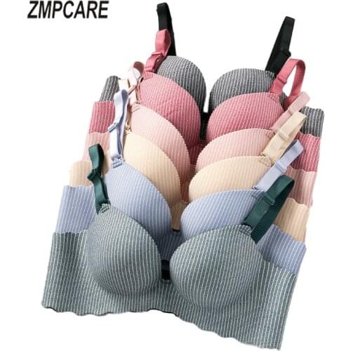 Seamless Bra Woman Sexy Bras For Women One Piece Push Up Bra Wire Free Lingerie 3/4 Cup Stripe Cotton Underwear Brassiere