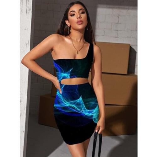 Giyu Brand Abstract Dresses Women Psychedelic Vestido Sexy Art Halter Sleeveless Smoke Cloud Pleating Womens Clothing Plus Size