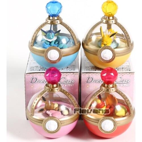 Pokemon Dreaming Case Eevee Jolteon Vaporeon Flareon PVC Figures Toys 4pcs/set
