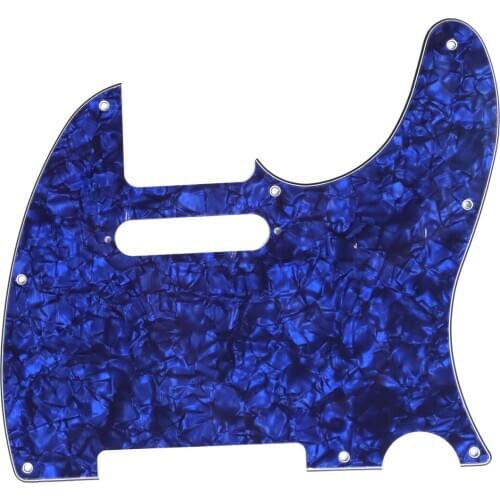 Musiclily 8 Hole Tele Guitar Pickguard for USA/Mexican Made Fender Standard Telecaster Modern Style, 4Ply Blue Pearl