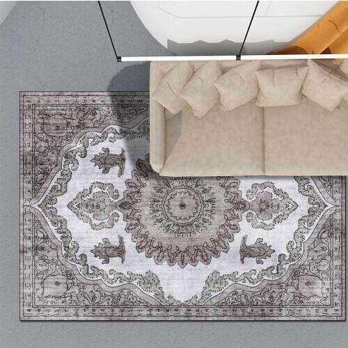 European retro gray white geometric pattern living room 2.6m large size carpet bedroom plush rug customize big floor mat