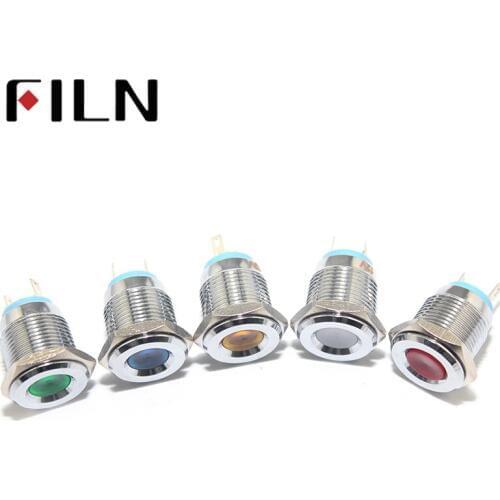 FILN FL1M-16FJ-2 12V 24V 220v red blue green led Metal Indicator 16mm pilot Signal light lamp