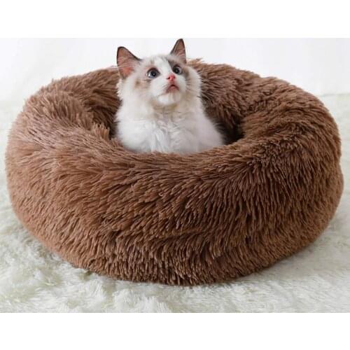 Pet Nest Bed Cats And Dogs Round Plush Material Winter Practical Pet Mats Suitable For Small And Medium Pets