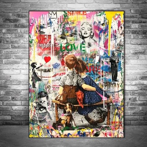 Work Well Together Graffiti Art Canvas Posters And Prints Street Art Canvas Paintings on the Wall Art Pictures Home Wall Decor