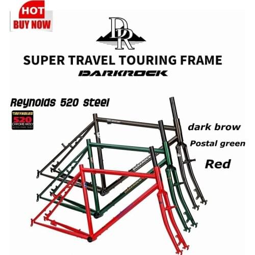DARKROCK(DR) Super Travel Touring Frame set Reynolds 520 Steel Longrider Pioneers CP Brush Finished Longrider Bicycle 26inch