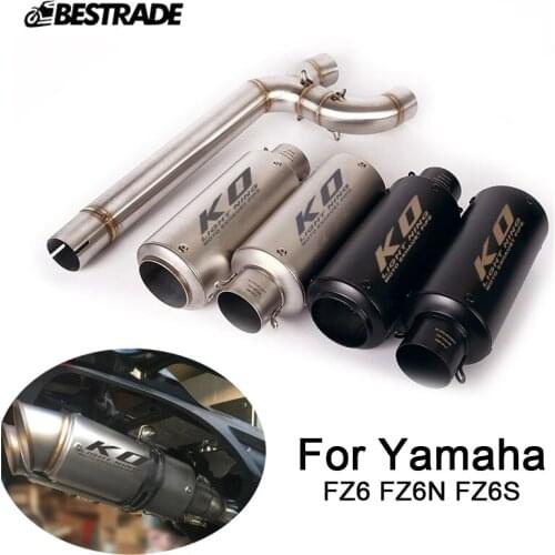 Exhaust Set For Yamaha FZ6 FZ6N FZ6S All Years Motorcycle Exhaust Mid Middle Link Pipe Slip On 51mm Muffler Tips With DB Killer
