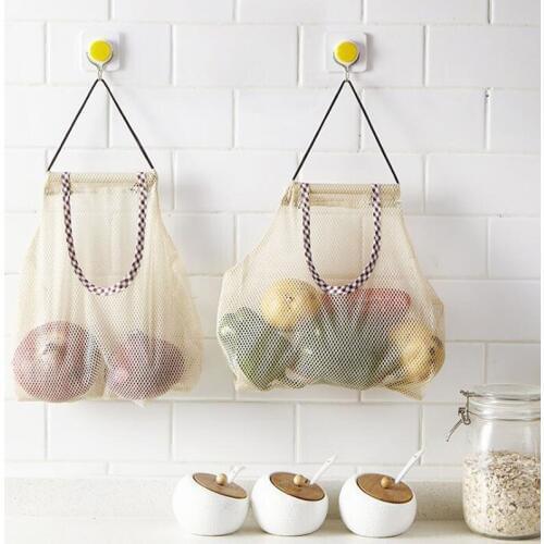 Kitchen Fruit And Vegetable Storage Bag Mesh Storage Pouch Durable Wear-resisting Place-saving Bags ZA6747