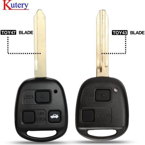 Kutery 10/20/30/50PCS Flip Key Case Fob Shell 3 Buttons For Toyota Celica Avensis RAV4 Prado Camry Land Cruise TOY43 TOY47