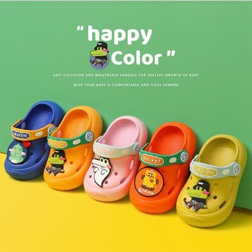 Cute Children Infants Baby Sandals and Slippers Childrens Slippers Summer Boys and Girls Indoor Soft-soled Non-slip Hole Shoes