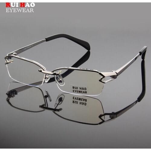 Fashion Polygon Eyeglasses Frame Rimless Glasses Unisex Titanium Eyeglasses Frames Half Rimless Optical Spectacles 95143