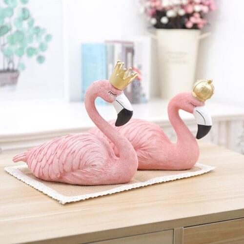 Fashion Desk Decoration Resin Big Flamingo Ornaments Figurines Home Decor Resin Craft Wedding Lovers Creative Accessories Gifts