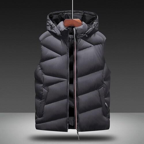 Mens Jacket Sleeveless Vest Winter Jackets Warm Down Vests Casual Coats Male Hooded Vest Men Waistcoat Zipper Windbreaker Coat