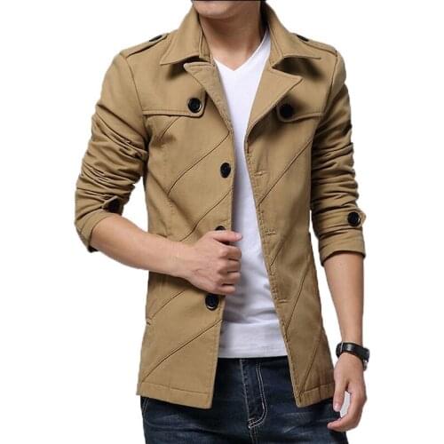Men Solid Color Windbreaker Spring And Autumn Full Sleeve Outwear And Causal Style Overcoats