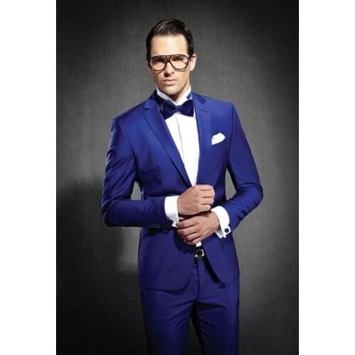 JELTONEWIN Costume Homme Royal Blue Business Mens Suits 2 Pieces Groomsmen Wedding Tuxedos For Men Notch Lapel Formal Prom Suit