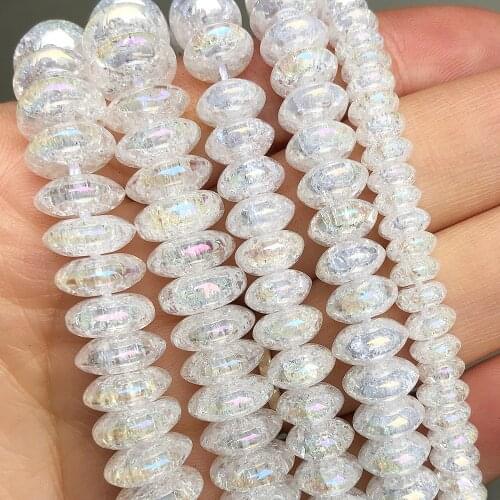 6 8 10mm AB Color White Snow Cracked Crystal Rondelle Beads Round Loose Spacer Beads For Jewelry DIY Bracelet Accessories 15