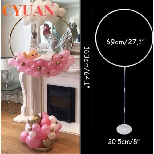 CYUAN 1/2set White Round Circle Balloon Stand Balloons Frame Decoration Birthday Baloons Globos Column Holder Wedding Decoration