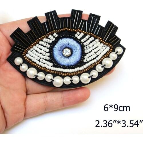 Sewing eye beaded embroidered Patches for Clothing sew on rhinestone parches eye Appliques Decoration Badge parche