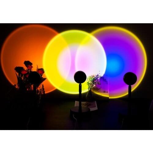 Desktop Sunset Projector Night Lights, Flexible Rainbow USB Night Lamp for Party Bedroom Portable USB Night Light Decoration