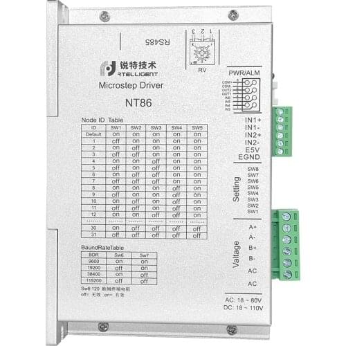 Rtelligent Nema 34 4.5N.M 4leads Stepper Motor with Nema 24 34 Fieldbus EP Series EPR60 Stepper Motor Driver Kit