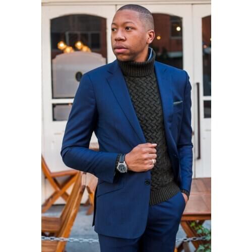 Latest Coat Pant Designs Navy Blue Men Suit Slim Fit Tuxedo 2 Piece Groom Casual Blazer Simple Custom Prom Suits Terno Masculino