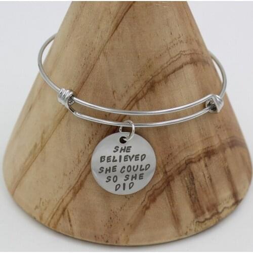 New Arrival Brithday Gifts for Women Girls Stainless Steel Expandable Bangle Inspirational Motivational Bracelets Pulsera