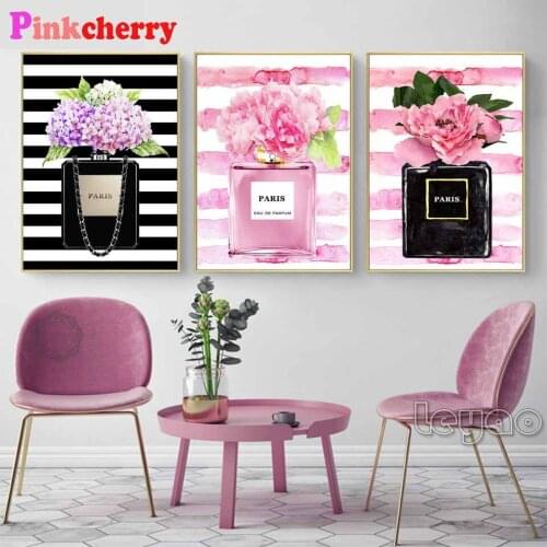 Perfume flowers 3pcs Wall Art diamond Painting full square round 5d diamond embroidery Wall Pictures For Living Room Decor