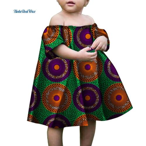 Baby Girls A-line Dress African Wax Print Long Dress for Kids Children Bazin Riche Traditional African Clothing WYT23