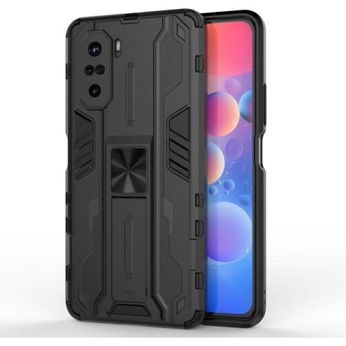 Full Protection Stand Holder Luxury Case for Xiaomi Redmi K40 Note 10 Pro 4G Mi 11 Mi11 Poco F3 5G Dual Layer Phone Bag