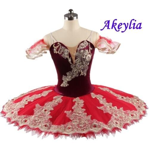 Adult burgundy professional Ballet Tutu Paquita pancake tutu YAGP ballet custom wine red gold dress Skirt girls or child JN0210