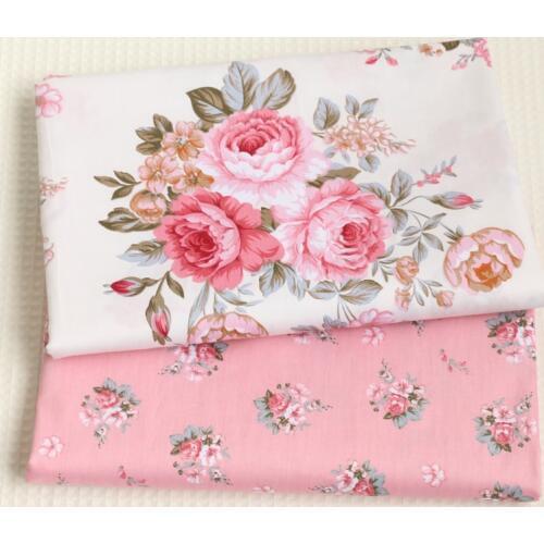 Pink Flower Cotton Fabric By Meters For Dresses Cushions Decoration Cloth Quilting DIY Handmade Patchwork Fabric To Sewing D30