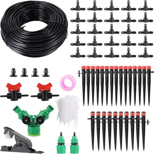 1/4" Hose Drip Irrigation System 360 Degree Adjustable 8 Hole Sprinkler Kit Garden Watering Inserting Ground Micro Flow Dripper