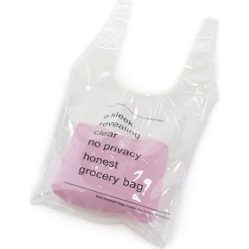 Korean New Transparent Womens Bag Fashion Letter Jelly Shoulder Bag Net Red Printing Shopping Handbag