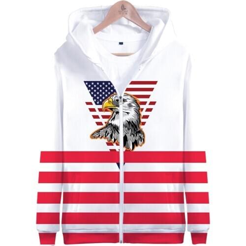 3D Print Independence Day Zipper Hoodies Fourth Of July Hoodie July Fourth Sweatshirts Fashion Casual 3D Hooded Mens Top